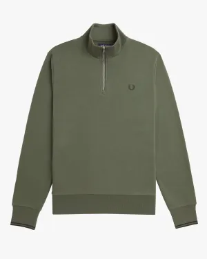 Fred Perry Half Zip Sweatshirt - Laurel Wreath Green / Night Green