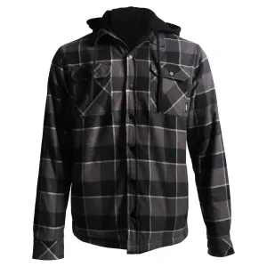 509  Mens Black Gray Groomer Flannel Hand Pockets Torso Side Panel Tailored Fit