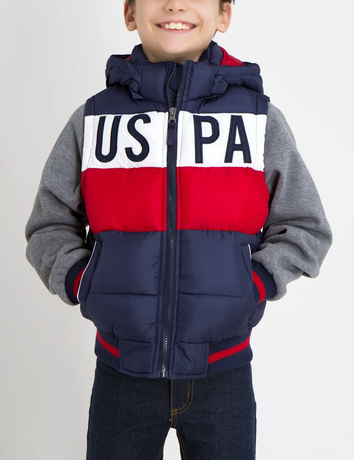 BOYS PUFFER VEST WITH SLEEVES