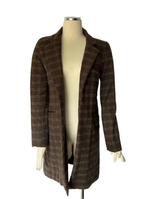 Chic Elistone Long Brown Plaid Overcoat for Women - Stylish and Warm Fashion Outerwear