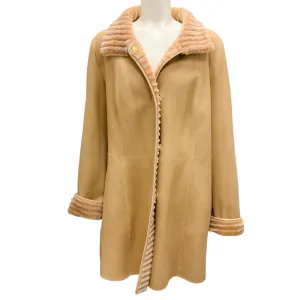 Escada Camel Ladonna Reversible Lamb Shearling Coat