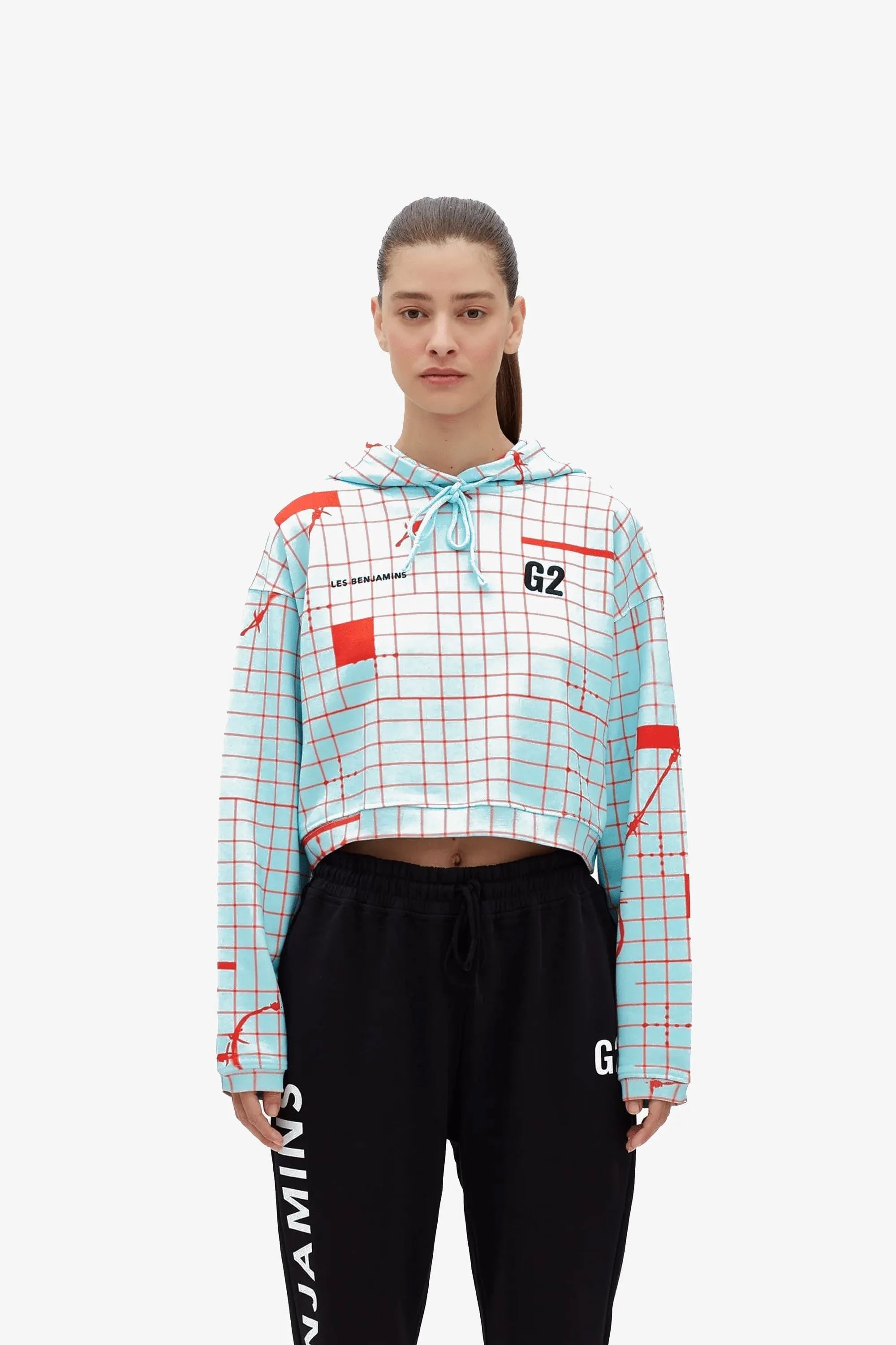 G2 x LB Light Blue Cropped Hoodie