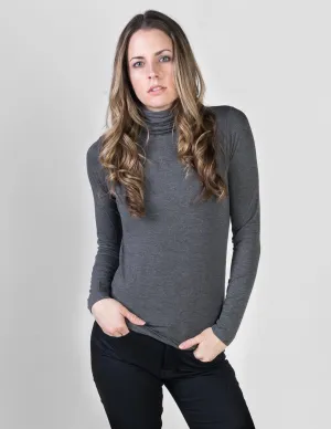 Majestic Long Sleeve Viscose Turtleneck in Flanelle