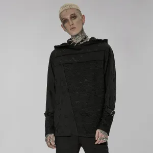 Men's Gothic Ripped Mesh Splice Hoodies