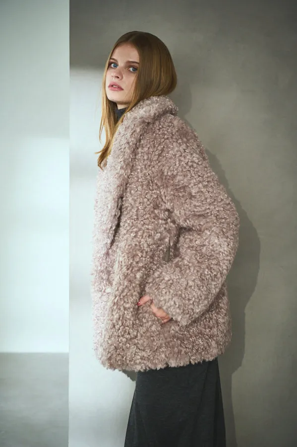 Pre-order Gilda Belted Shearing Coat  <br>-Mauve.beg-