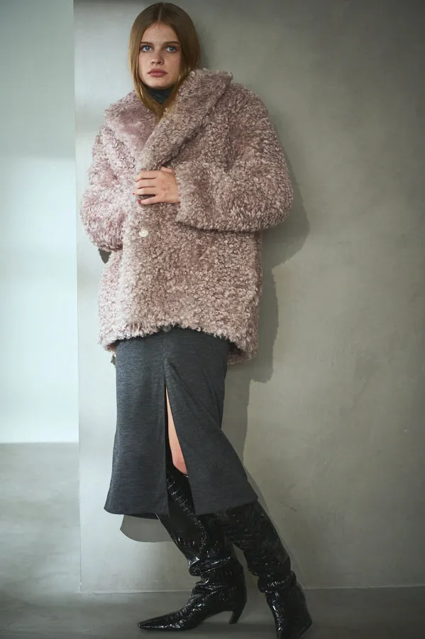 Pre-order Gilda Belted Shearing Coat  <br>-Mauve.beg-