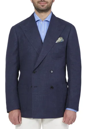 The Armoury Model 16 Navy Wool/Silk/Linen Jacquard Basket Weave Sport Coat