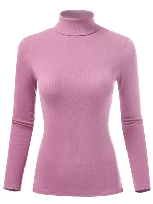 Women's Ribbed Turtleneck Long Sleeve Pullover Sweater (FWT1121)